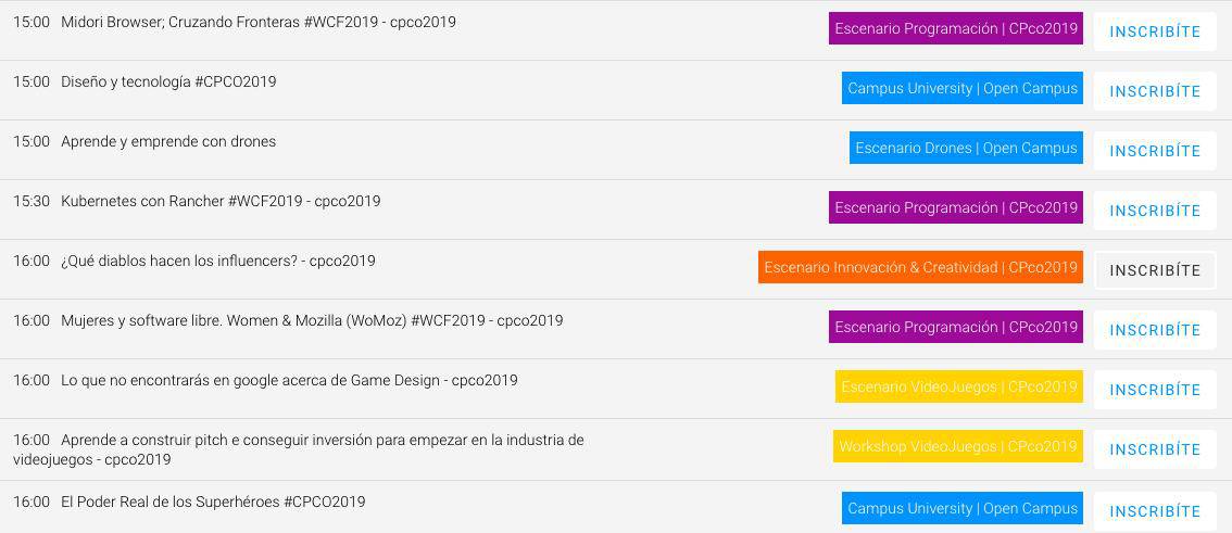 Guía para navegar la agenda de Campus Party Colombia 2019.
