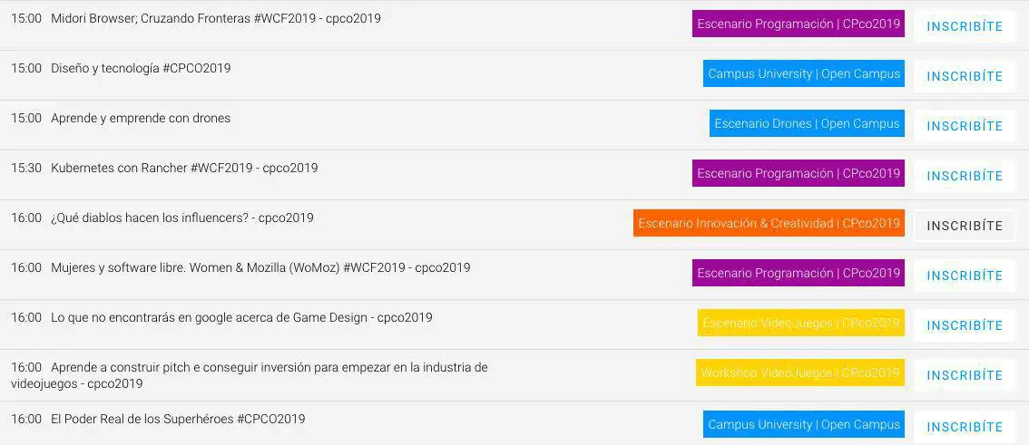 Guía para navegar la agenda de Campus Party Colombia 2019.
