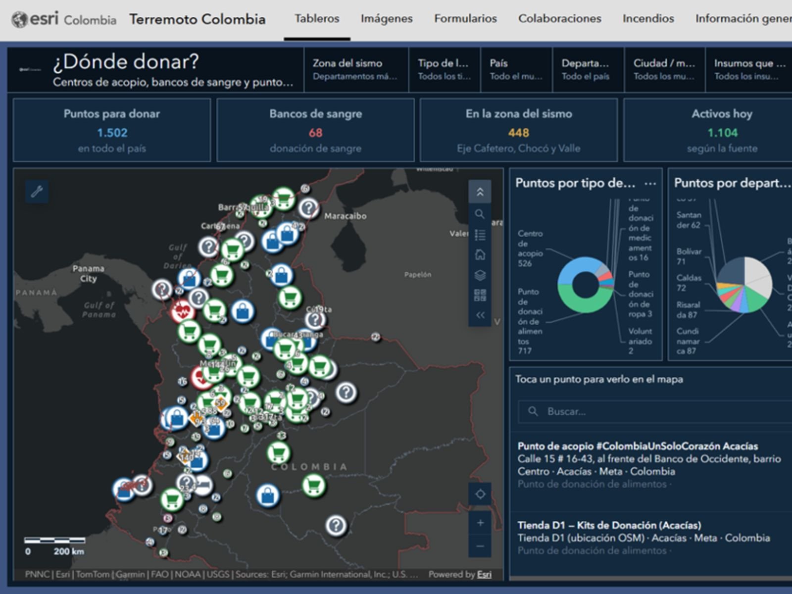 Datos geoespaciales sismo Colombia