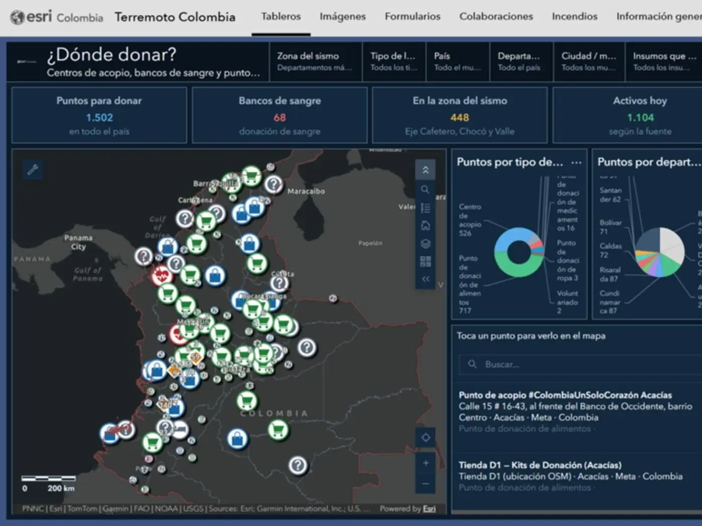 Datos geoespaciales sismo Colombia