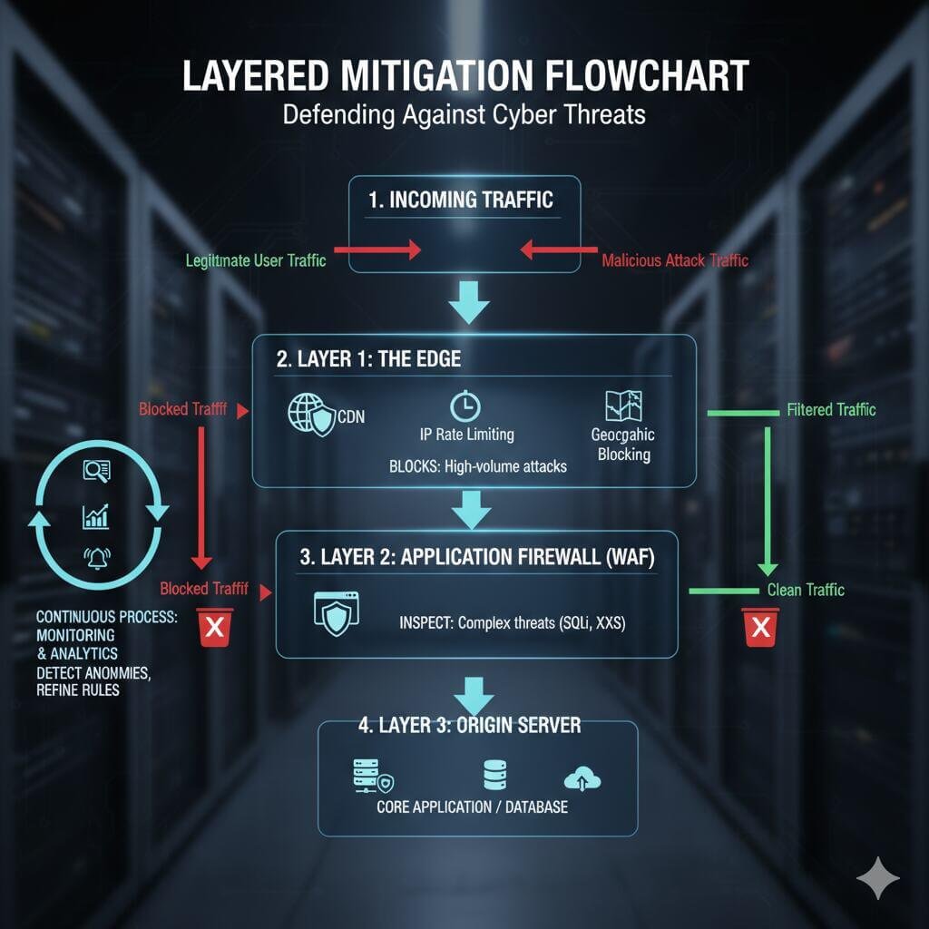 Diagrama de mitigación de ataques DDoS