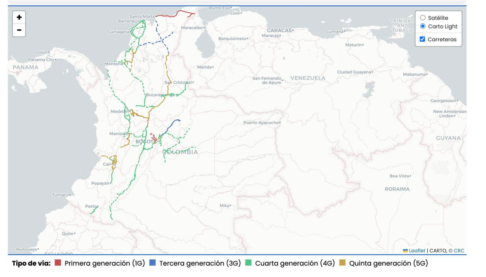 Mapa de Infraestructura Vial con Fibra Optica