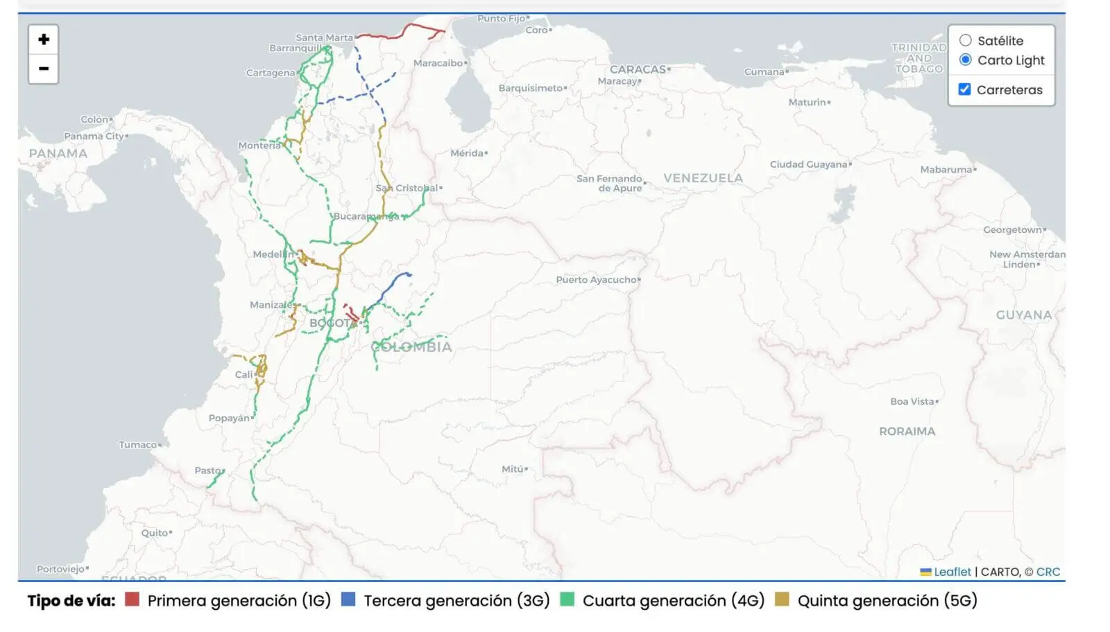 Mapa de Infraestructura Vial con Fibra Optica