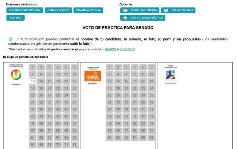 TuTarjeton es un simulador de votacion creado en Colombia